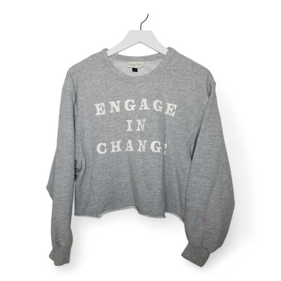 "Engage In Change" Gray 100% Cotton Cropped Sweatshirt - Universal Thread Size M - Picture 2 of 10